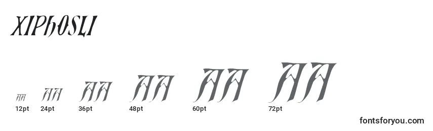 Размеры шрифта Xiphosli