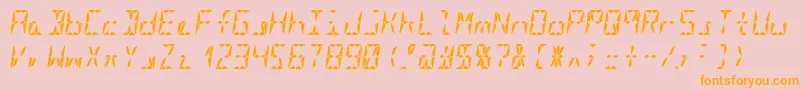 Segment16aBoldItalic-Schriftart – Orangefarbene Schriften auf rosa Hintergrund