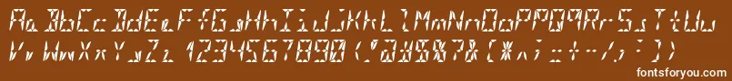 Fonte Segment16aBoldItalic – fontes brancas em um fundo marrom