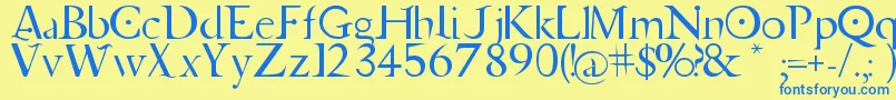 フォントJupiterAscendingFont – 青い文字が黄色の背景にあります。