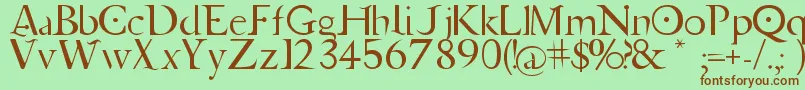 フォントJupiterAscendingFont – 緑の背景に茶色のフォント