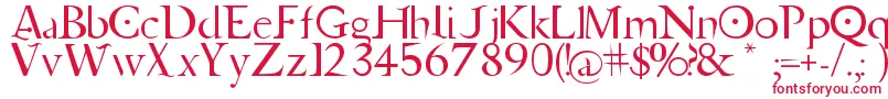 フォントJupiterAscendingFont – 白い背景に赤い文字