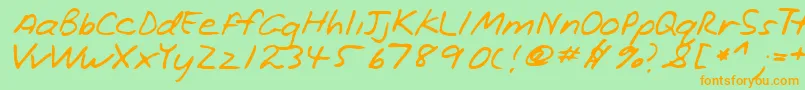 Lehn221 Font – Orange Fonts on Green Background