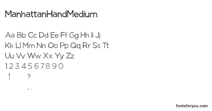 A fonte ManhattanHandMedium – alfabeto, números, caracteres especiais