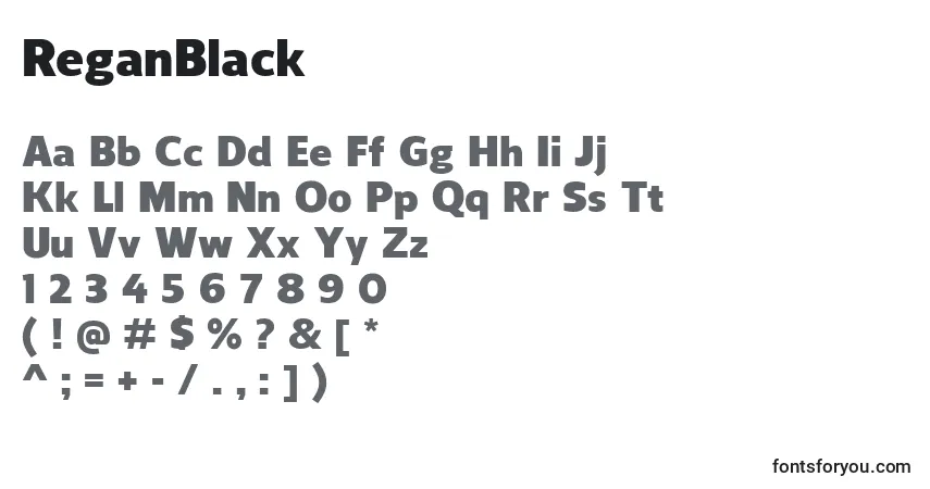 Czcionka ReganBlack – alfabet, cyfry, specjalne znaki