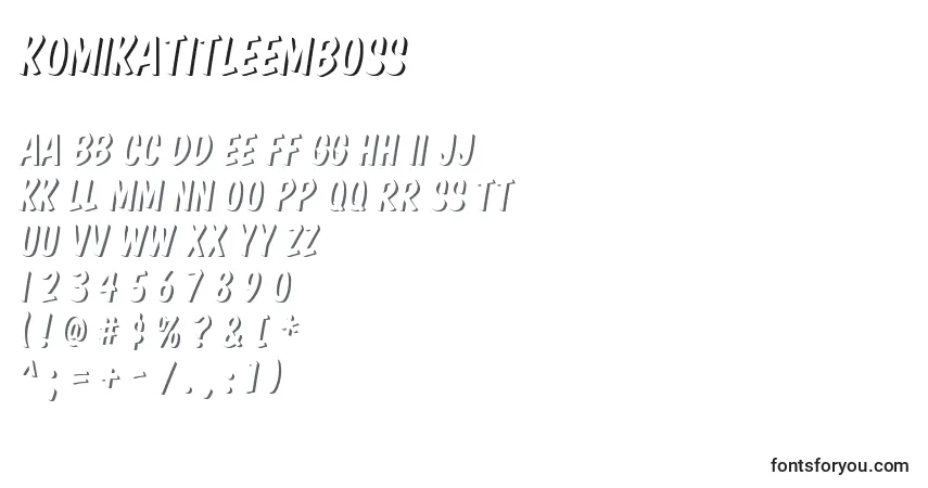Czcionka KomikaTitleEmboss – alfabet, cyfry, specjalne znaki