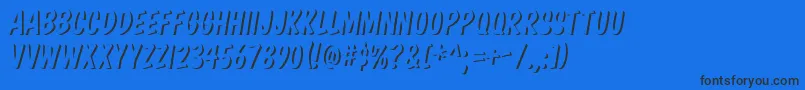 KomikaTitleEmboss Font – Black Fonts on Blue Background