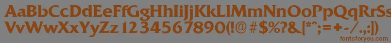 フォントQuadratserialBold – 茶色の文字が灰色の背景にあります。