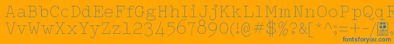 TypowriterThinDemo-Schriftart – Blaue Schriften auf orangefarbenem Hintergrund