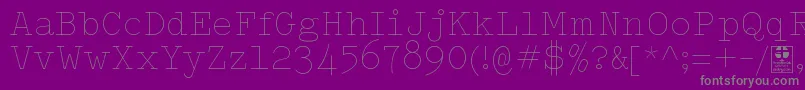 Czcionka TypowriterThinDemo – szare czcionki na fioletowym tle