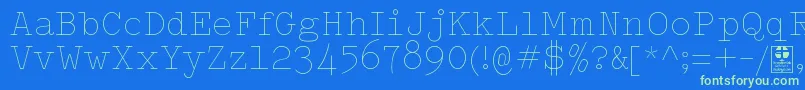 TypowriterThinDemo Font – Green Fonts on Blue Background