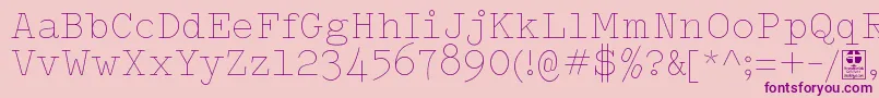 フォントTypowriterThinDemo – ピンクの背景に紫のフォント