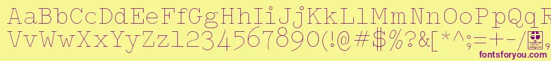 Czcionka TypowriterThinDemo – fioletowe czcionki na żółtym tle