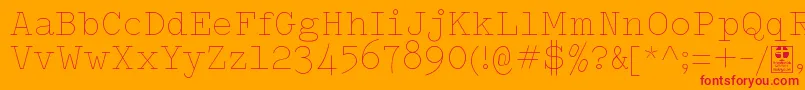 TypowriterThinDemo-fontti – punaiset fontit oranssilla taustalla