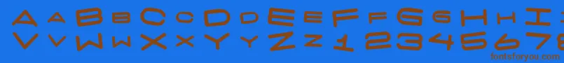 フォント7daysfatrotated – 茶色の文字が青い背景にあります。