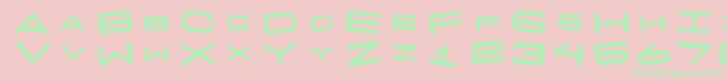 フォント7daysfatrotated – ピンクの背景に緑の文字