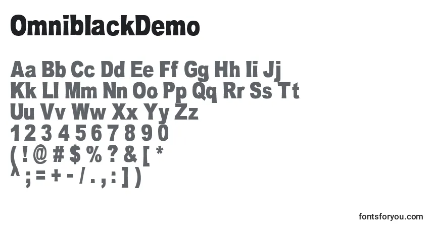 Шрифт OmniblackDemo – алфавит, цифры, специальные символы