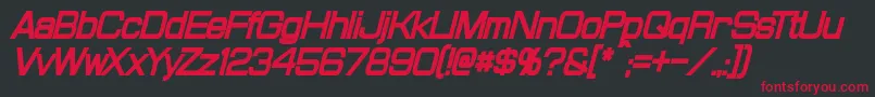 Czcionka ProbertCondensedBlackItalic – czerwone czcionki na czarnym tle