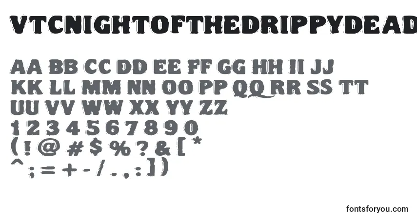 Шрифт Vtcnightofthedrippydeadfatcaps – алфавит, цифры, специальные символы