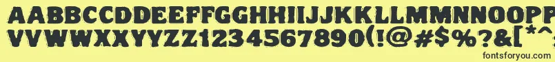 Vtcnightofthedrippydeadfatcaps-Schriftart – Schwarze Schriften auf gelbem Hintergrund