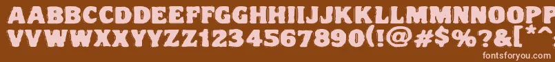 Vtcnightofthedrippydeadfatcaps-fontti – vaaleanpunaiset fontit ruskealla taustalla