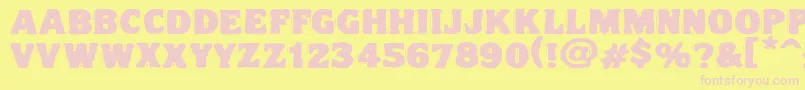 Vtcnightofthedrippydeadfatcaps-fontti – vaaleanpunaiset fontit keltaisella taustalla