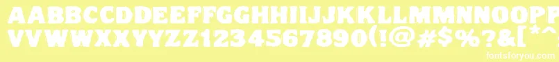 Шрифт Vtcnightofthedrippydeadfatcaps – белые шрифты на жёлтом фоне