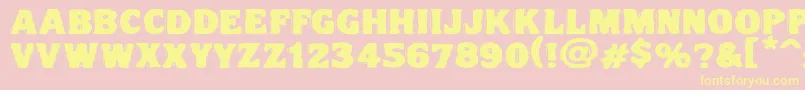 Vtcnightofthedrippydeadfatcaps-fontti – keltaiset fontit vaaleanpunaisella taustalla