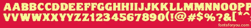 Vtcnightofthedrippydeadfatcaps-fontti – keltaiset fontit punaisella taustalla