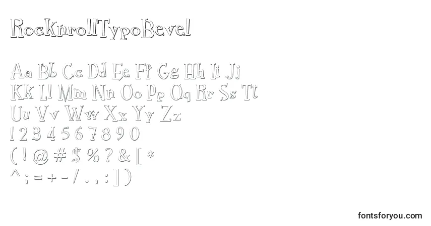 Schriftart RocknrollTypoBevel – Alphabet, Zahlen, spezielle Symbole
