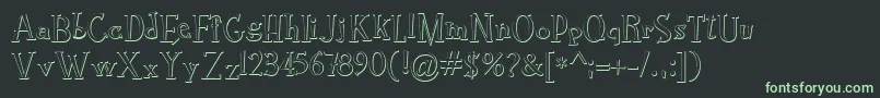 フォントRocknrollTypoBevel – 黒い背景に緑の文字