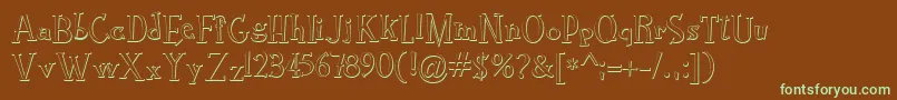 RocknrollTypoBevel Font – Green Fonts on Brown Background