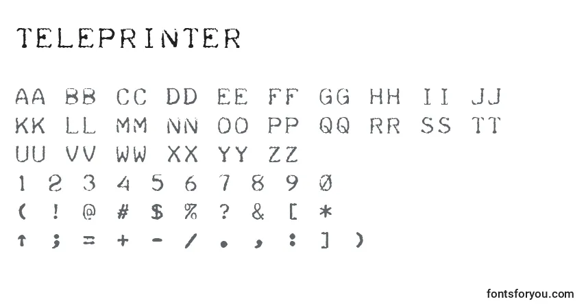 Schriftart Teleprinter – Alphabet, Zahlen, spezielle Symbole