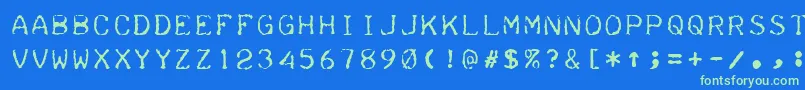 Teleprinter Font – Green Fonts on Blue Background