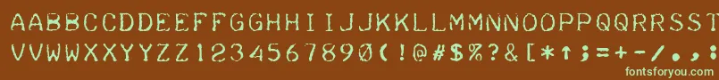 フォントTeleprinter – 緑色の文字が茶色の背景にあります。