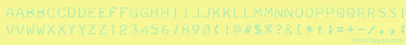 Teleprinter Font – Green Fonts on Yellow Background