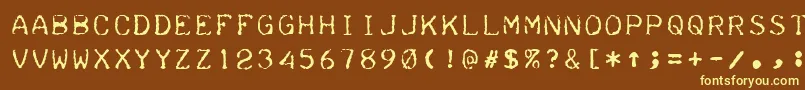 Teleprinter-fontti – keltaiset fontit ruskealla taustalla