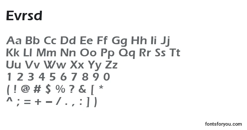 Schriftart Evrsd – Alphabet, Zahlen, spezielle Symbole