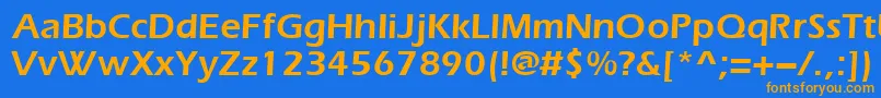 フォントEvrsd – オレンジ色の文字が青い背景にあります。