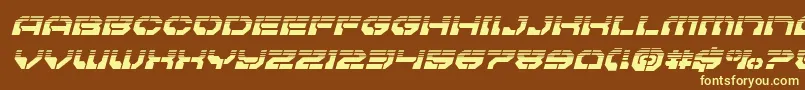 Pulsarclasshalfital-fontti – keltaiset fontit ruskealla taustalla