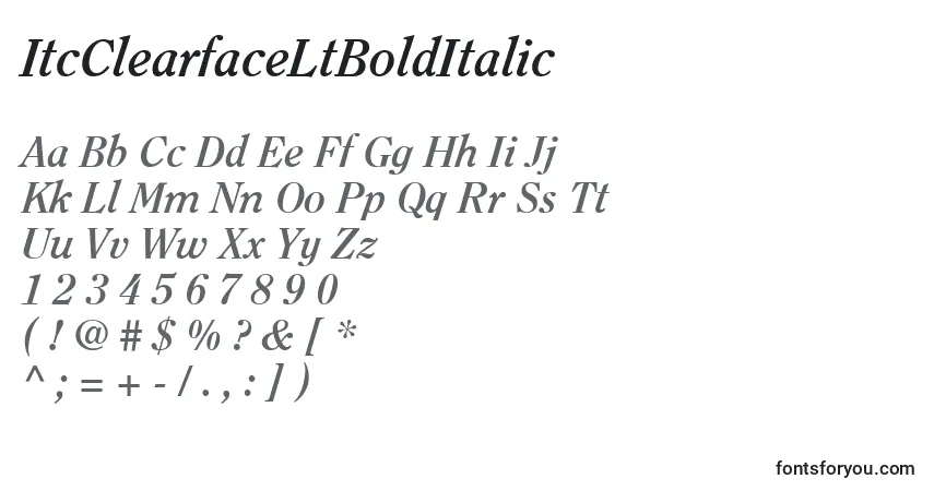ItcClearfaceLtBoldItalic-fontti – aakkoset, numerot, erikoismerkit