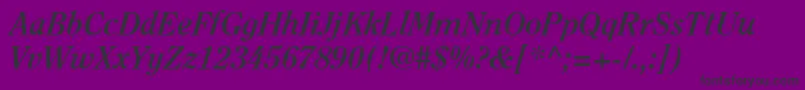 ItcClearfaceLtBoldItalic-fontti – mustat fontit violetilla taustalla