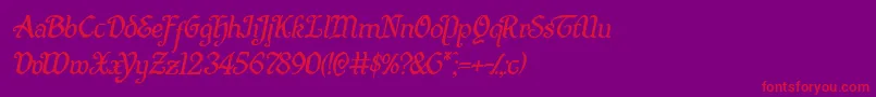 Quillswordital-Schriftart – Rote Schriften auf violettem Hintergrund