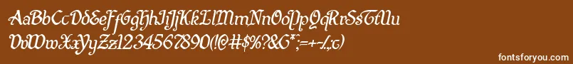 Quillswordital-Schriftart – Weiße Schriften auf braunem Hintergrund