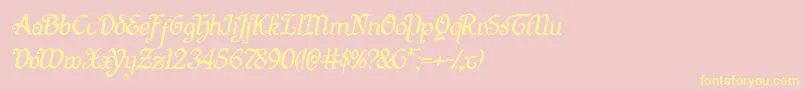 Fonte Quillswordital – fontes amarelas em um fundo rosa