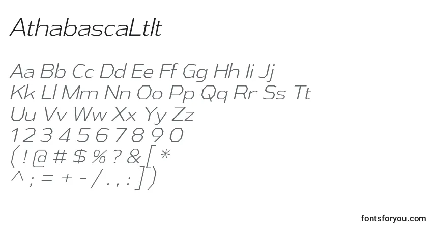 A fonte AthabascaLtIt – alfabeto, números, caracteres especiais