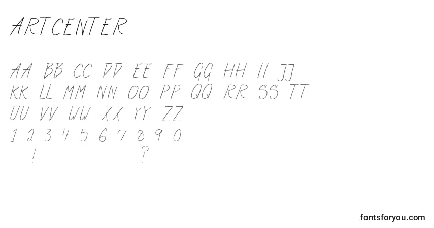 Schriftart ArtCenter – Alphabet, Zahlen, spezielle Symbole
