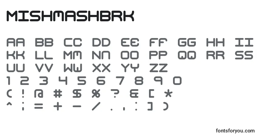 Шрифт MishmashBrk – алфавит, цифры, специальные символы