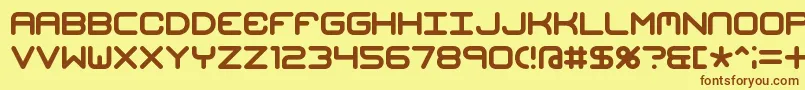 フォントMishmashBrk – 茶色の文字が黄色の背景にあります。
