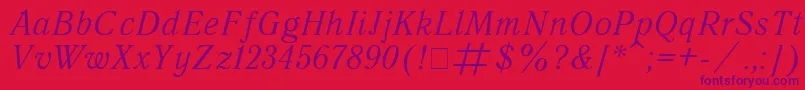 フォントQuantantiquaItalic – 赤い背景に紫のフォント